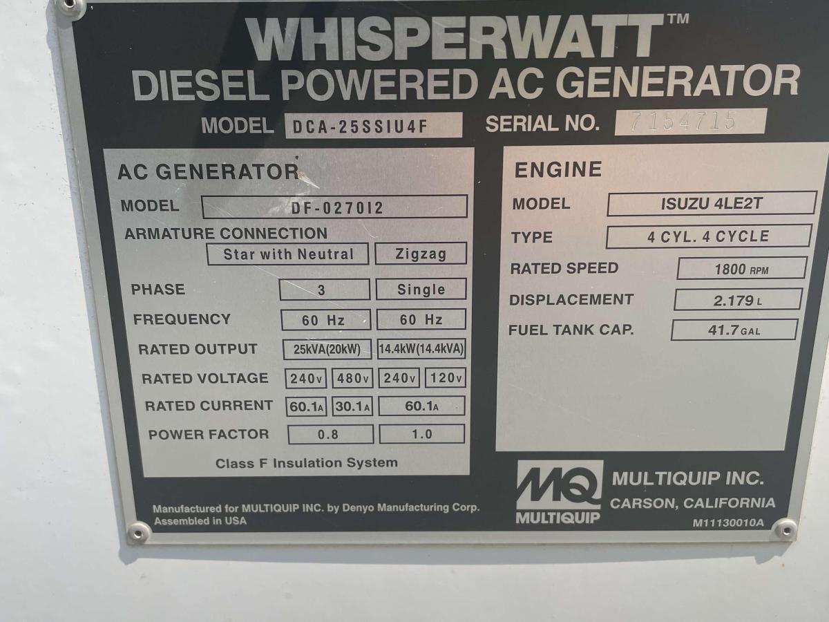 2018 Multiquip DCA25SSIU4F
