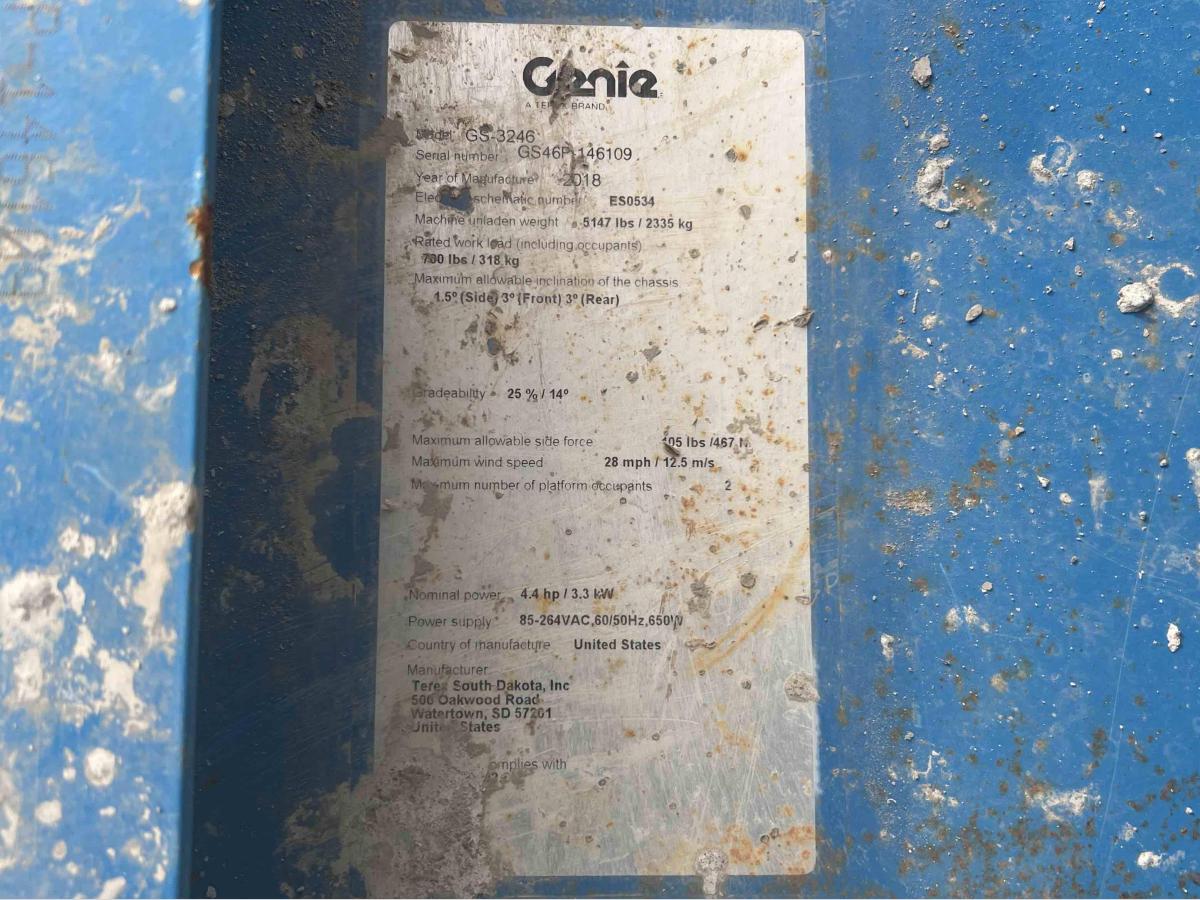 2018 Genie GS-3246