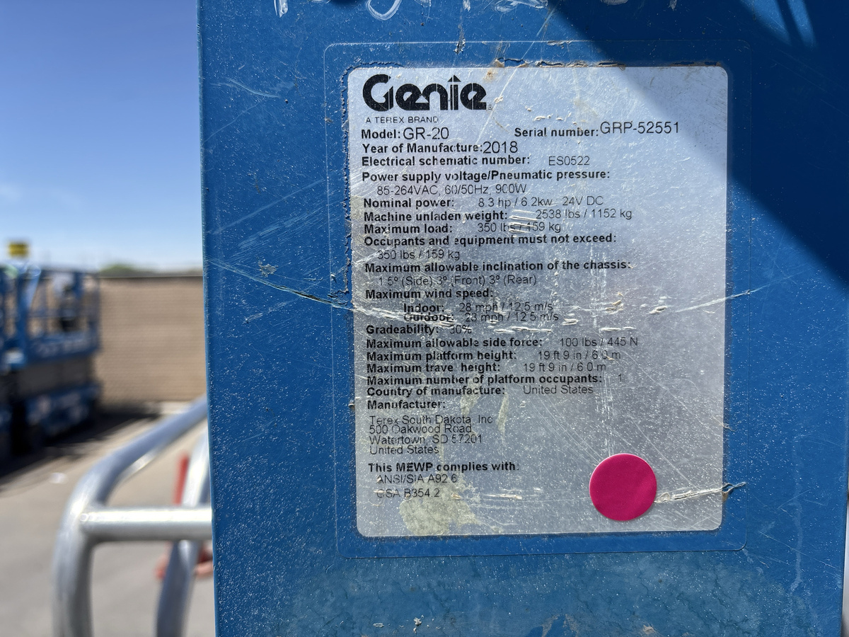 2018 Genie GR-20