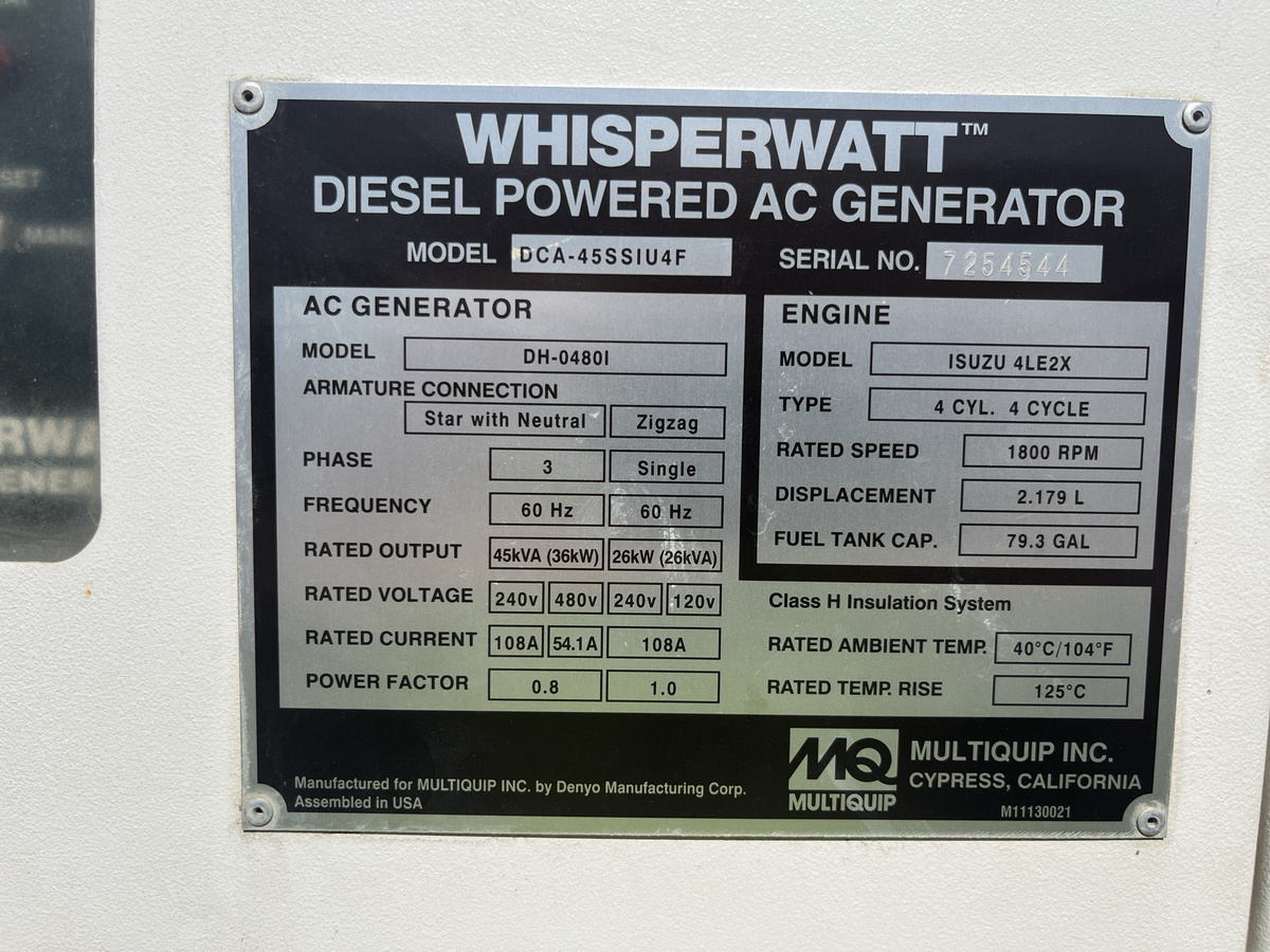 2021 Multiquip DCA-45SSU4F-6
