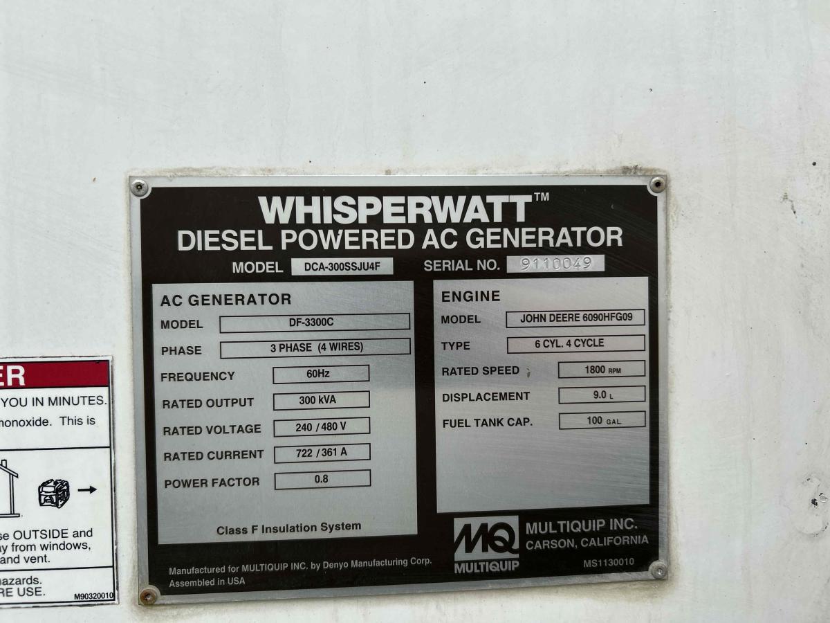 2016 Multiquip DCA300SSJU4F3-5