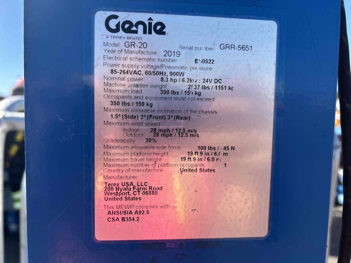 2019 Genie GR-20-5