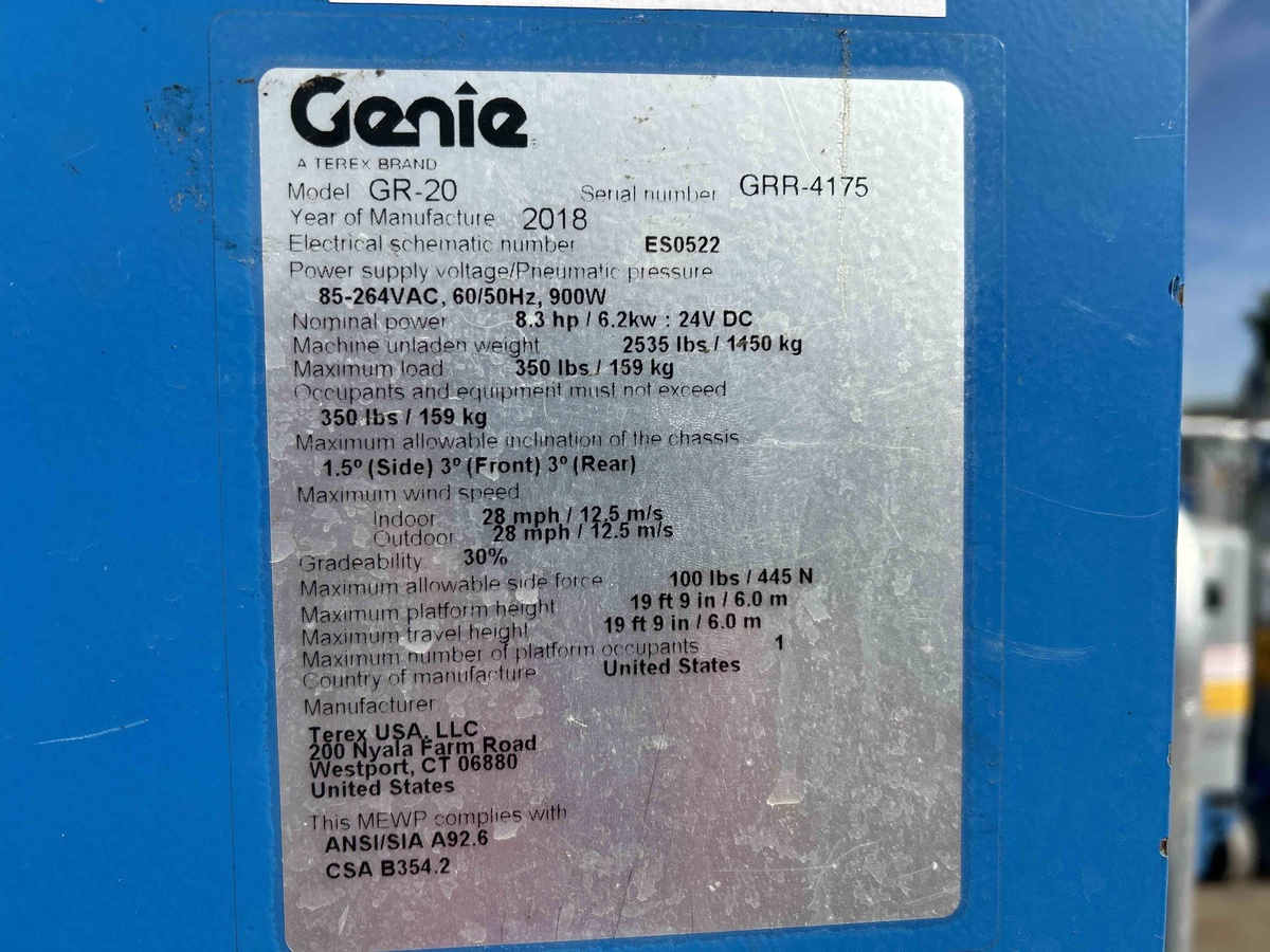 2019 Genie GR-20-5