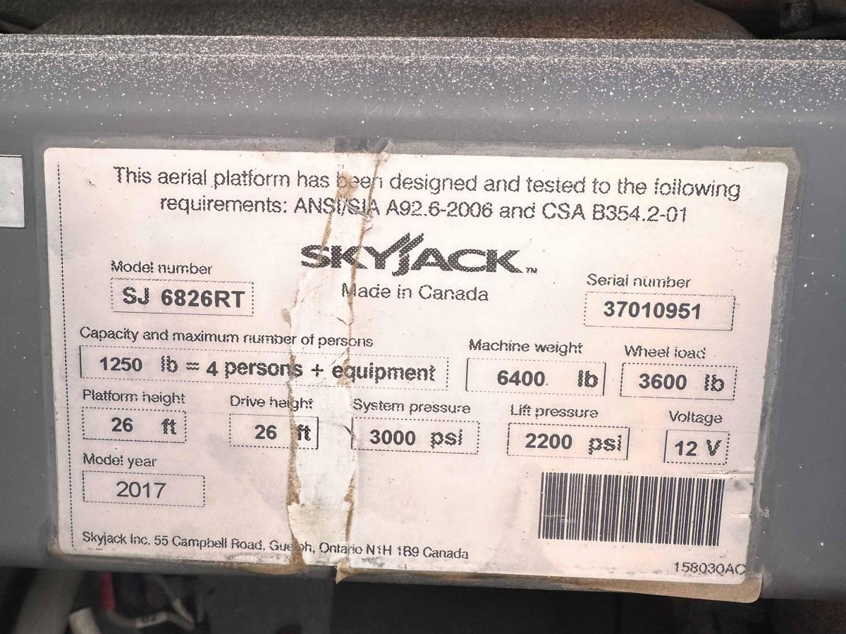 2017 Skyjack SJ-6826RT