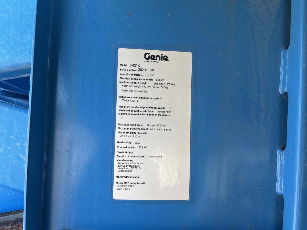 2017 Genie Z-62/40-12
