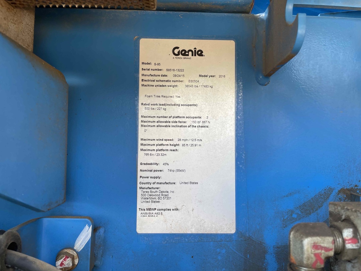 2015 Genie S-85-9