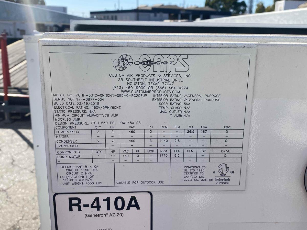 2018 Caps 30 Ton Portable Air Cooled Chiller