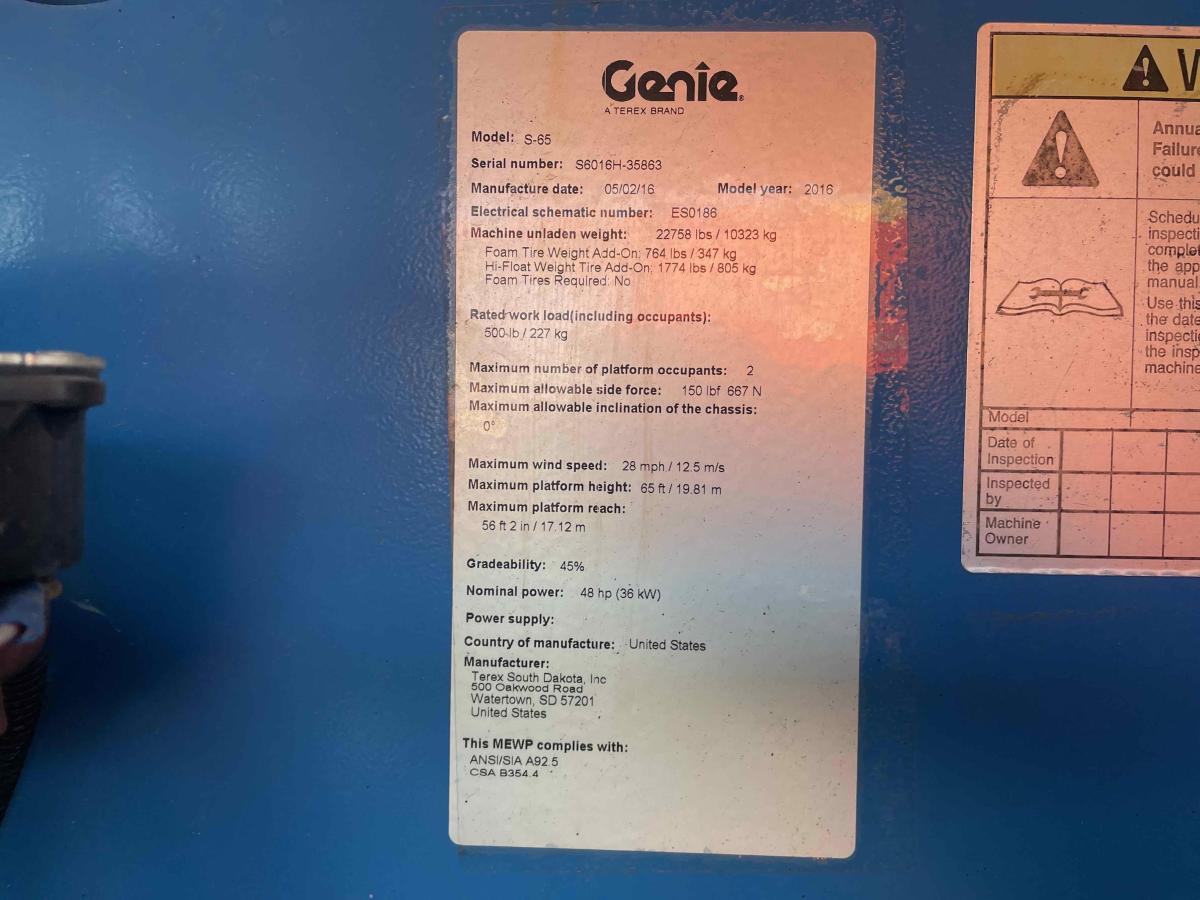 2016 Genie S-65