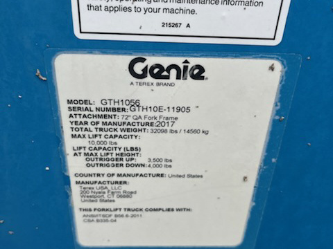2017 Genie GTH-1056-5
