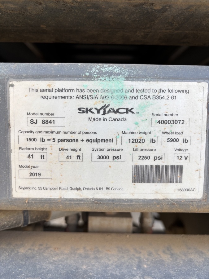 2019 Skyjack SJ8841 RT-8