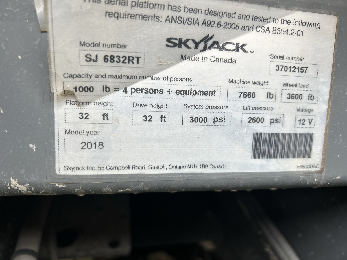 2018 Skyjack SJ-6832RT-11