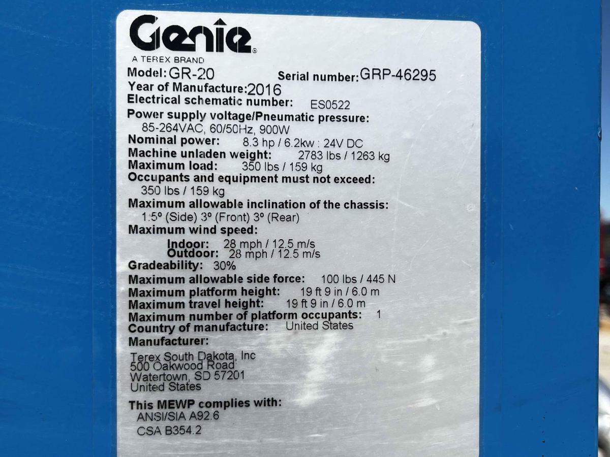 2016 Genie GR-20