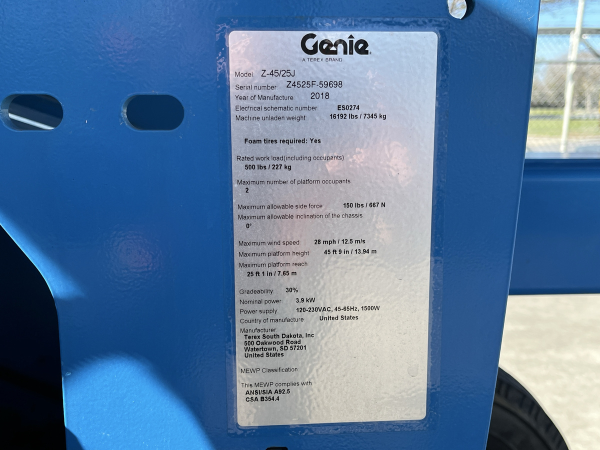 2018 Genie Z-45/25-16