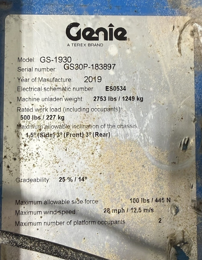 2019 Genie GS-1930-9