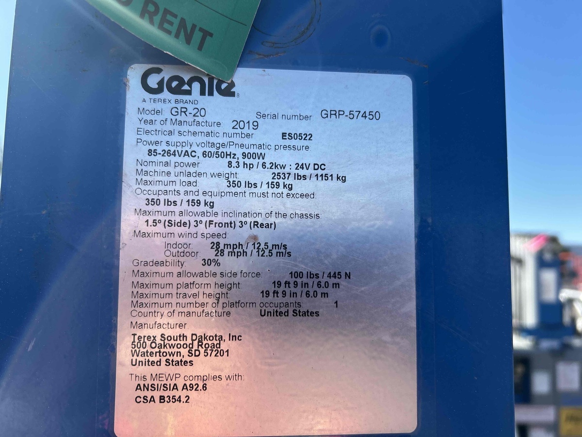 2019 Genie GR-20-5
