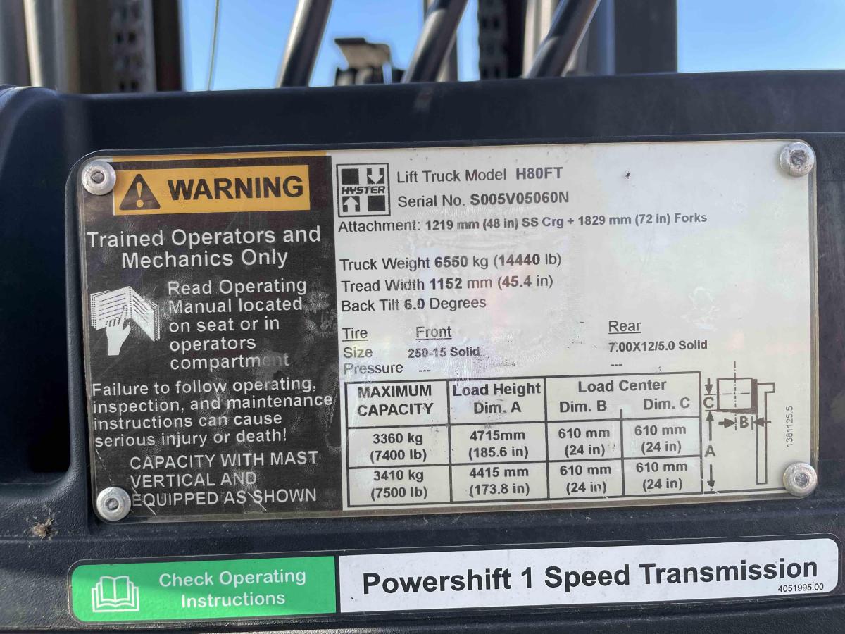 2015 Hyster H80FT