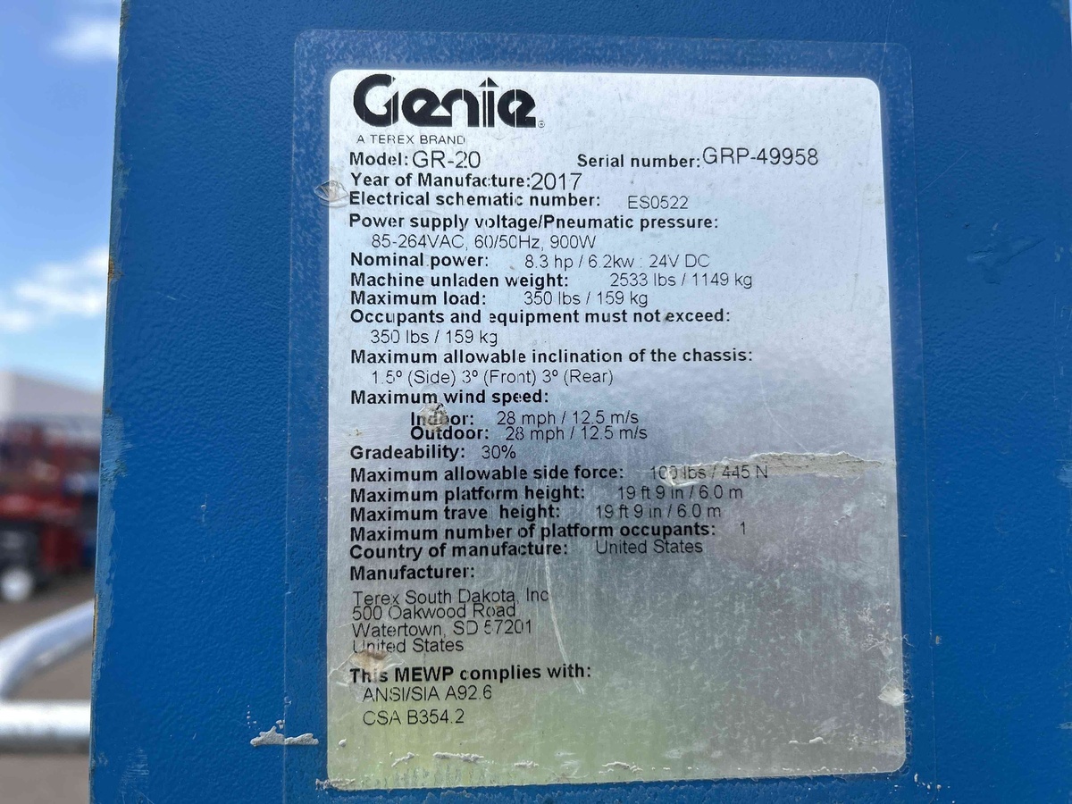 2017 Genie GR-20-5