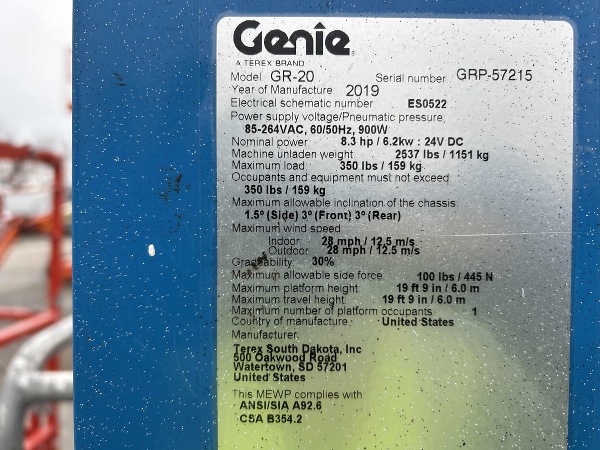 2019 Genie GR-20-3
