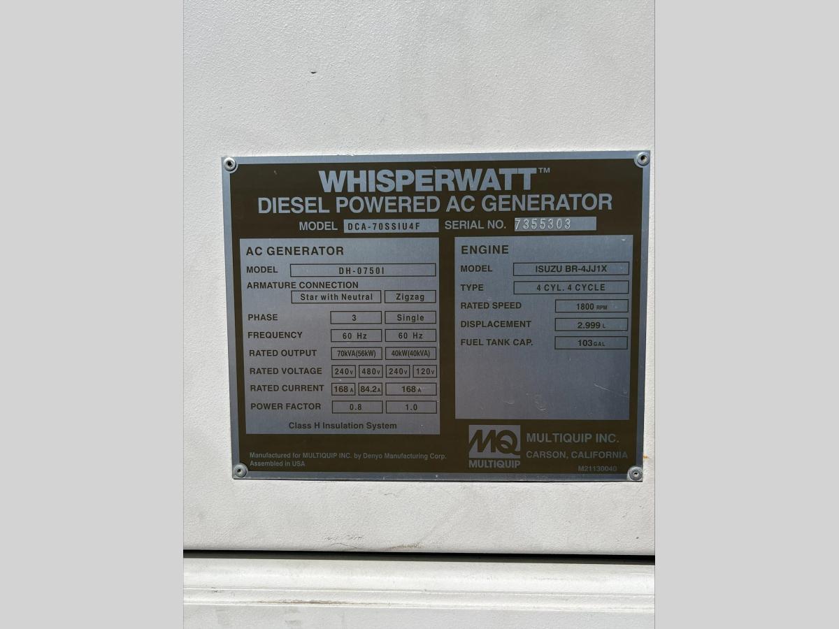 2019 Multiquip DCA-70SSU4F