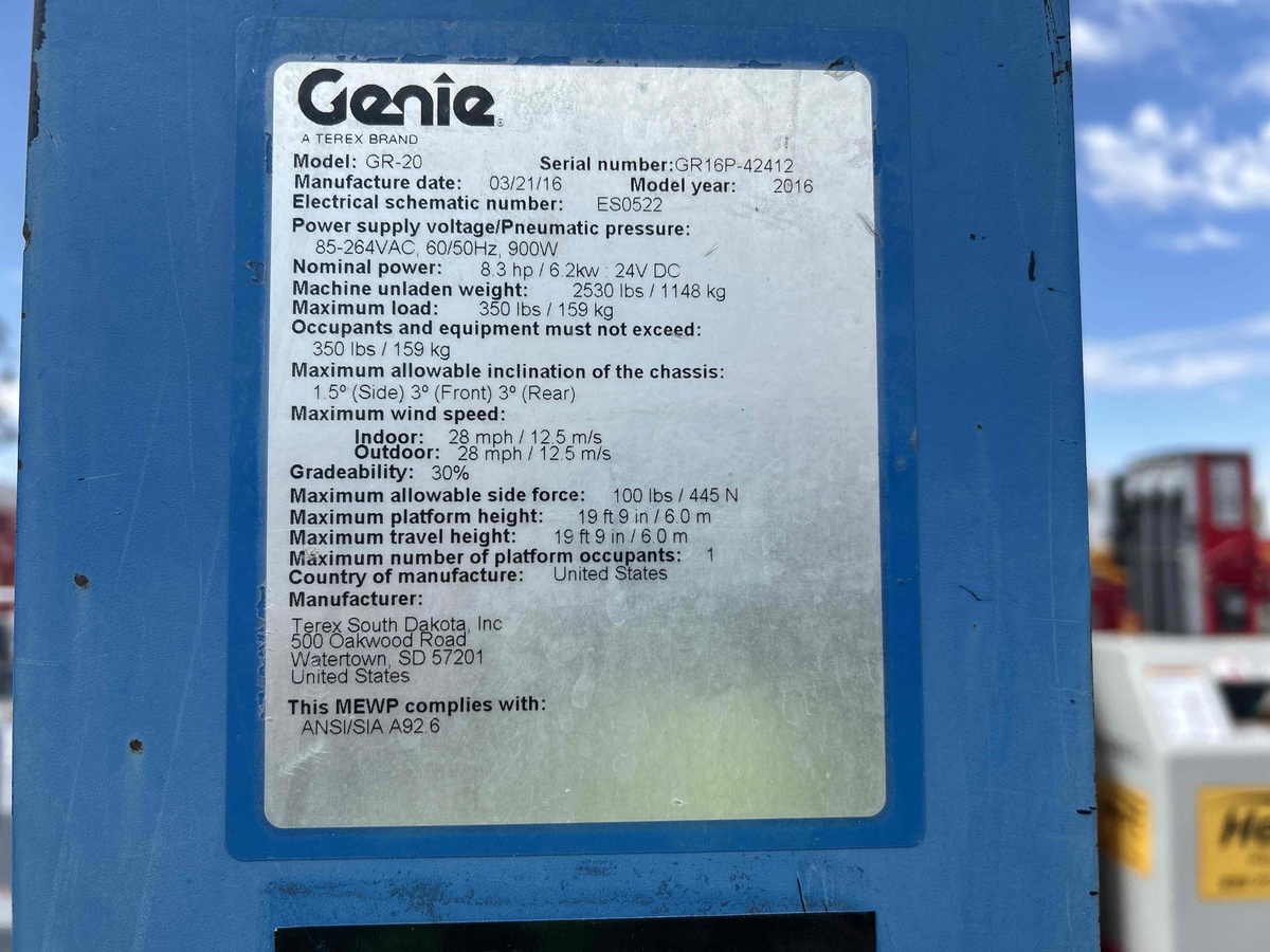 2016 Genie GR-20-5
