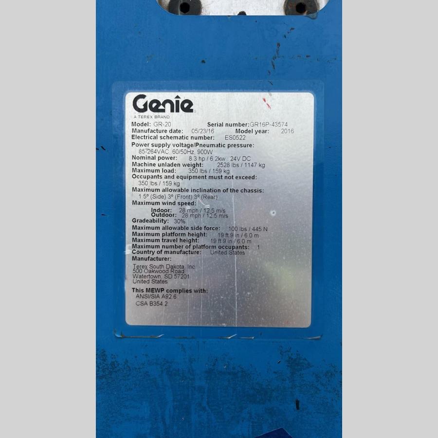 2016 Genie GR-20